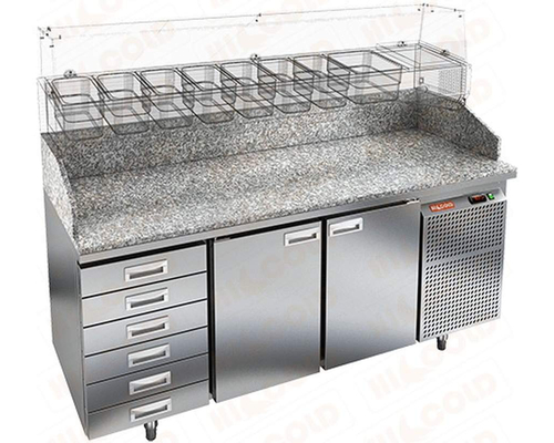 Стол холодильный для пиццы HiCold PZ4-11/GN 6R (каменная столешница под витрину)