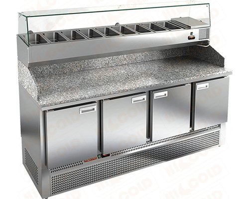 Стол холодильный для пиццы HiCold PZE3-1111/GN (каменная столешница под витрину)