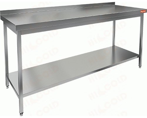 Стол пристенный с бортом и полкой (столешница 1мм) НСО-20/7БП-1