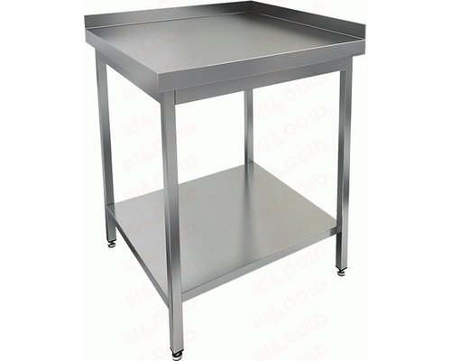 Стол производственный угловой с двумя бортами и полкой НСО-6/6ББП