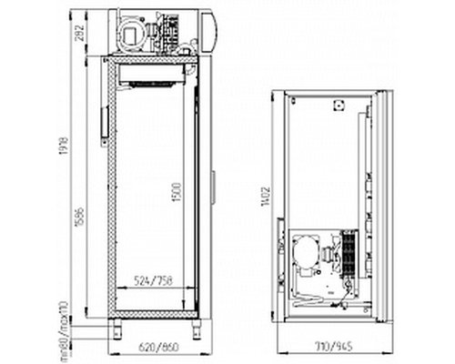 Холодильный шкаф Polair DV110-S (распашные двери)