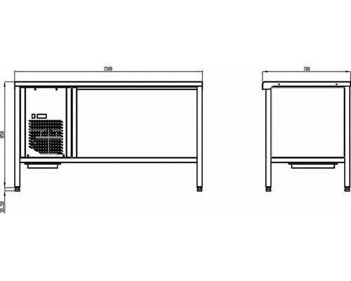 Холодильный стол с охлаждаемой столешницей Polair TT1,5GN-G