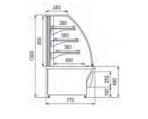 Кондитерский прилавок Norpe AIDA-90-M (золотистый)