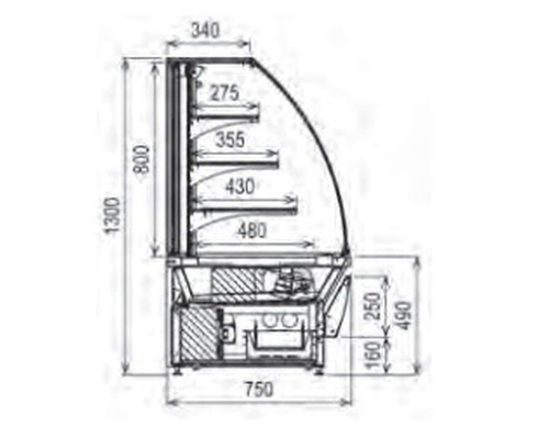 Витрина-минигорка для самообслуживания Norpe AIDA-120-SSO-M (золотистая)