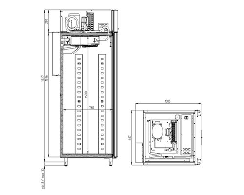 Холодильный шкаф Polair CS107 Bakery Br (со стеклянной дверью, Тип 1)