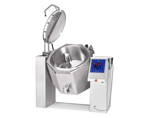 Котел пищеварочный опрокидывающийся Abat КПЭМ-100-ОМП с миксером и сливным краном