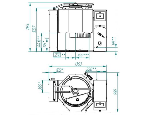 Котел пищеварочный опрокидывающийся Abat КПЭМ-100-ОМП с миксером