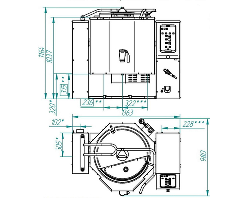 Котел пищеварочный опрокидывающийся Abat КПЭМ-160 ОМ2 с миксером и сливным краном