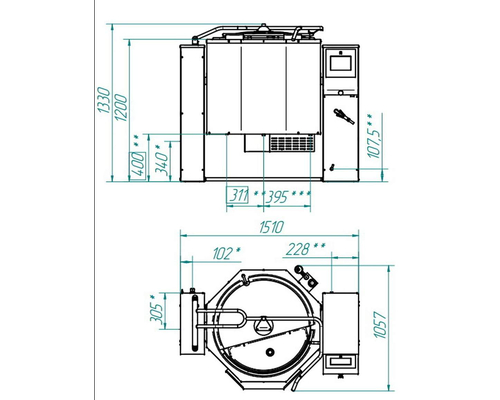 Котел пищеварочный опрокидывающийся Abat КПЭМ-350-ОМП с миксером