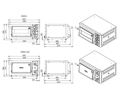 Печь для пиццы Abat ПЭП-1-01 (глухая дверца)