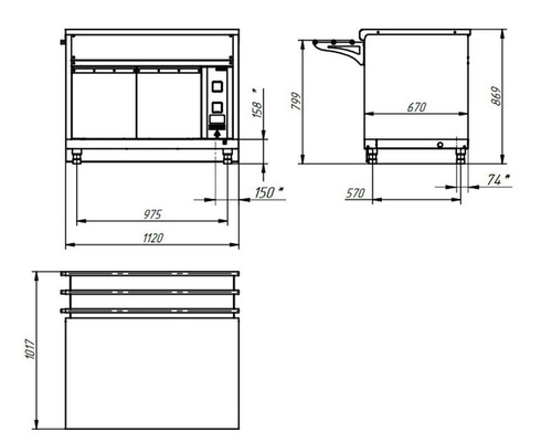 Прилавок для горячих напитков HOT-LINE ПГН-70Х