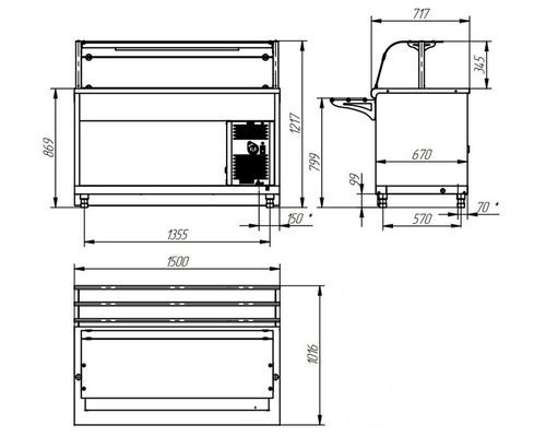 Прилавок-витрина холодильный HOT-LINE ПВВ(Н)-70Х-01-НШ