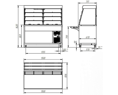 Прилавок-витрина холодильный HOT-LINE ПВВ(Н)-70Х-С-01-НШ