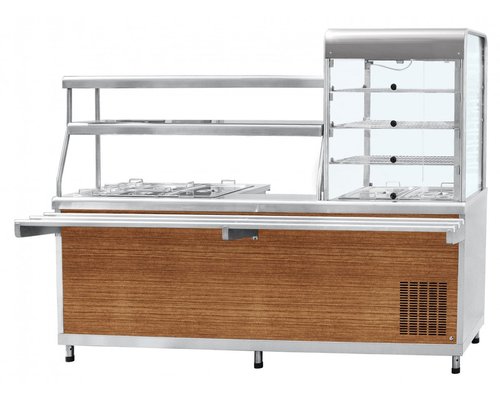 Прилавок-витрина холодильный ПВХМ-70КМУ (цвет ''дуб'', витрина слева)