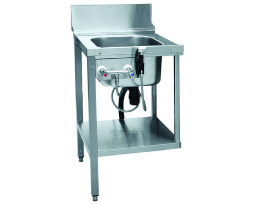 Стол предмоечный СПМП-6-1 (560х671 мм) душ-стойка, мойка цельнотянутая 400х400х250 мм