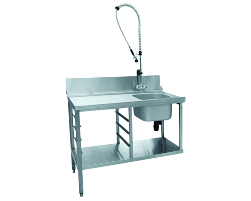 Стол предмоечный СПМП-6-3 (1200х671 мм) душ-стойка, направляющие под 4 кассеты, мойка 400х400х250 мм