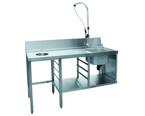 Стол предмоечный СПМП-6-7 (1700х671 мм) душ-стойка, сбор отходов, направляющ. под 4 кассеты, мойка 400х400х250 мм