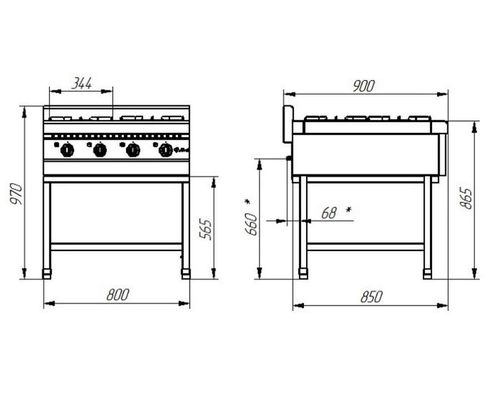 Газовая плита 6-горелочная Abat ПГК-69П