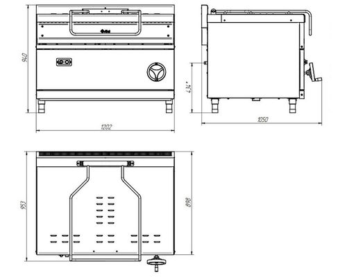 Газовая сковорода 900 серии Abat ГСК-90-0,67-150