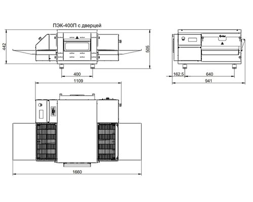Конвейерная печь для пиццы Abat ПЭК-400П (доп.модуль) с дверцей