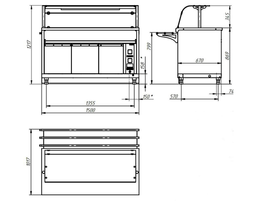 Прилавок для горячих напитков HOT-LINE ПГН-70Х-03