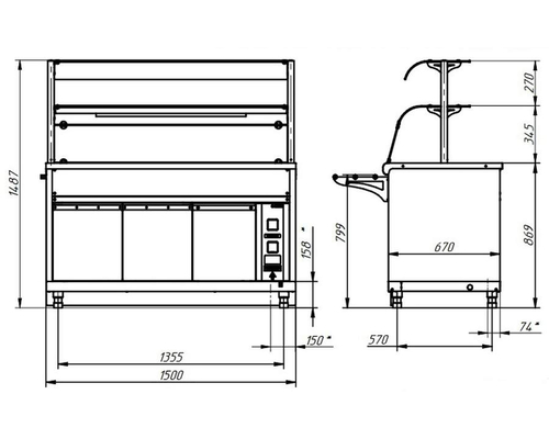 Прилавок для горячих напитков HOT-LINE ПГН-70Х-05