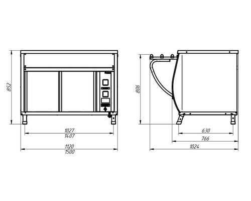 Прилавок для горячих напитков ПГН-70Т-02 (нейтральный стол, без полок)