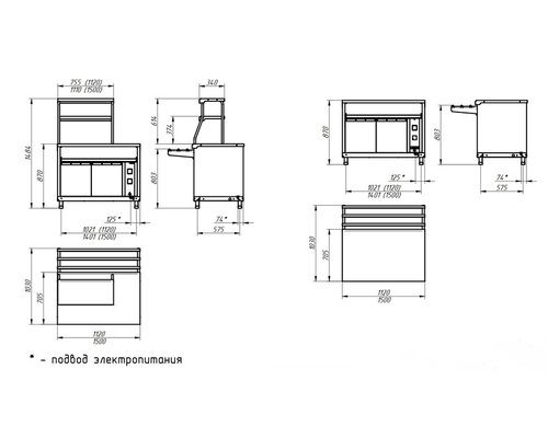 Прилавок ПГН-70КМ-02 для горячих напитков (стол без полок)
