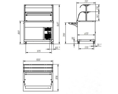 Прилавок-витрина холодильный HOT-LINE ПВВ(Н)-70Х-02-НШ