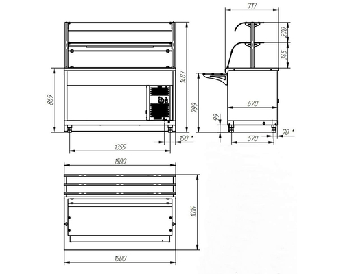 Прилавок-витрина холодильный HOT-LINE ПВВ(Н)-70Х-03-НШ