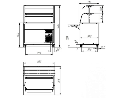 Прилавок-витрина холодильный HOT-LINE ПВВ(Н)-70Х-06-НШ