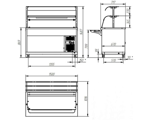 Прилавок-витрина холодильный HOT-LINE ПВВ(Н)-70Х-07-НШ