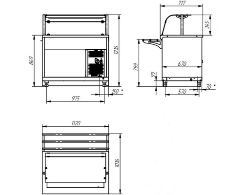 Прилавок-витрина холодильный HOT-LINE ПВВ(Н)-70Х-НШ