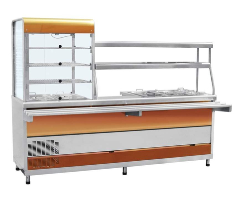 Прилавок-витрина холодильный ПВХМ-70КМУ мармитный универсальный (цвет ''красное золото'')