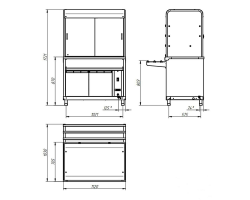 Прилавок-витрина нейтральная ПВН-70КМ