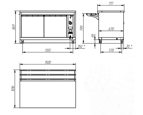 Прилавок-витрина тепловой HOT-LINE ПВТ-70Х-03