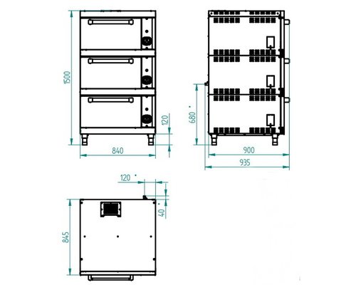 Шкаф жарочный газовый Abat ШЖГ-3, эмалированная духовка
