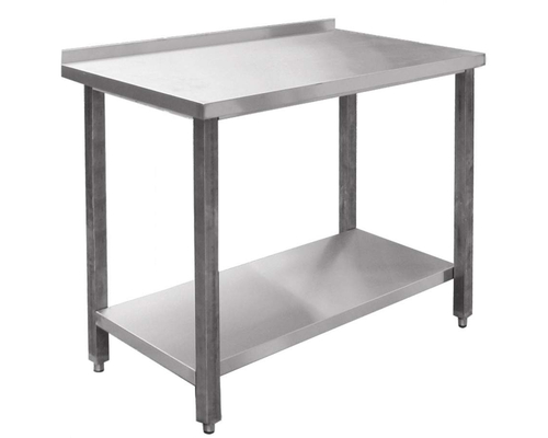 Стол пристенный с бортом СПРП-7-3 (каркас с полкой - нерж.)