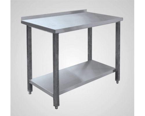 Стол пристенный с бортом СПРП-7-6 (каркас с полкой - нерж.)