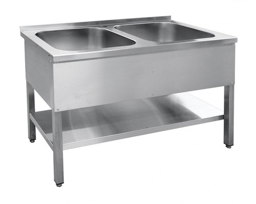 Ванна моечная 2-секц. ВМП-6-2-5РН (с полкой, вся нерж.)