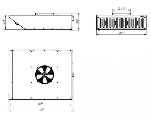 Зонт вытяжной встраиваемый Abat ЗВВ-10-6/4П-01 с пароконденсатором