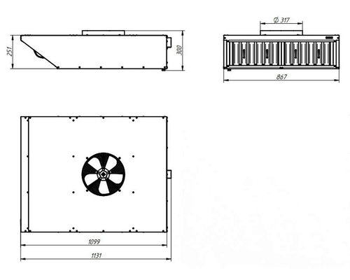 Зонт вытяжной встраиваемый Abat ЗВВ-10-6/4П с пароконденсатором
