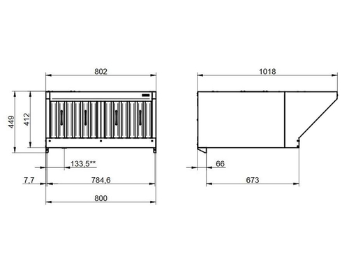 Зонт вытяжной встраиваемый Abat ЗВВ-4-6/4П