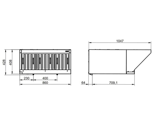 Зонт вытяжной встраиваемый Abat ЗВВ-4-6/4ПМ