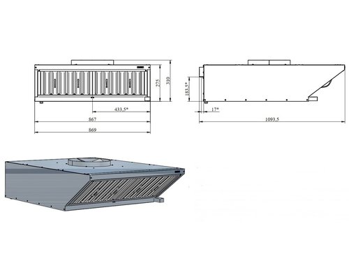 Зонт вытяжной встраиваемый Abat ЗВВ-6-6/4М для КЭП-6П-01