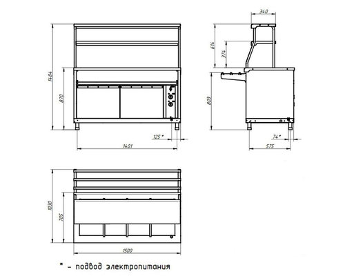 Электрический мармит Abat ЭМК-70КМШ (с подогреваемым шкафом)