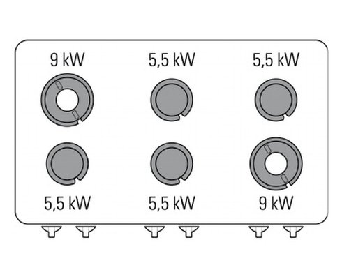 Плита 6-конфорочная 900 серии Tecnoinox PCG12FG9 ГАЗ