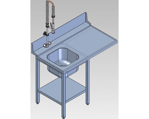 Стол предмоечный СПМФ-7-1 для фронтальной посудомоечной машины (1160х690 мм) душ-стойка