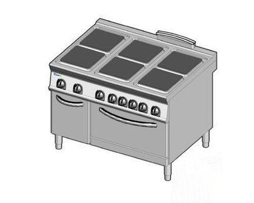 Плита 6-конфорочная 900 серии Tecnoinox PF12E9