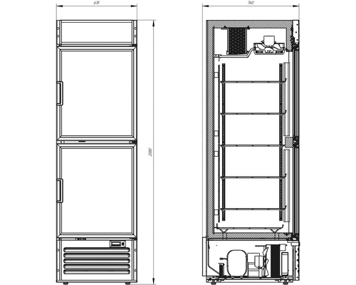 Шкаф холодильный Марихолодмаш Капри 0,5Н(СК) дверь стеклянная сверху, стеклянная снизу